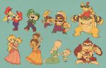  6+boys 6+girls :d ^_^ angry aqua_background aqua_dress arm_up armlet arms_up baby baby_bowser baby_daisy baby_donkey_kong baby_luigi baby_mario baby_peach baby_rosalina baby_wario banana blonde_hair blue_eyes blue_overalls blue_pants bowser bracelet brooch brown_eyes brown_footwear brown_hair cape carrying claws cleft_chin clenched_hands clenched_teeth closed_eyes closed_mouth collar commentary_request crown donkey_kong dress earrings eating elbow_gloves eye_contact eyelashes facial_hair flower_earrings food fruit gloves green_footwear green_headwear green_shirt hat highres holding holding_food holding_fruit holding_hands holding_wand horns jewelry lips long_hair long_sleeves looking_at_another luigi magnet mario mario_(series) multiple_boys multiple_girls mustache necktie open_mouth orange_dress overalls pacifier pants piggyback pink_dress pointy_ears princess_daisy princess_peach profile puffy_short_sleeves puffy_sleeves purple_overalls purple_pants red_eyes red_hair red_headwear red_necktie red_shirt rinabee_(rinabele0120) rosalina sharp_teeth shirt shoes short_hair short_sleeves shoulder_carry simple_background sitting smile sphere_earrings spiked_armlet spiked_bracelet spiked_collar spiked_shell spikes star_(symbol) star_brooch star_earrings star_wand swept_bangs teeth time_paradox topknot turtle_shell upper_teeth_only v-shaped_eyebrows walking wand wario white_gloves yellow_cape yellow_headwear yellow_shirt yoshi&#039;s_island_ds 