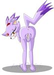  amber_eyes anus bent_over blaze_the_cat blush breasts butt cat feline female fingering looking_at_viewer looking_back masturbation nipples oussy ponytail presenting purple pussy_juice sega shu solo sonic_(series) tail 