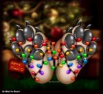 anthro cain_the_dingo canid canine canis christmas christmas_decorations christmas_lights dingo hi_res holidays male male/male mammal nharita-chan pawpads paws solo tag