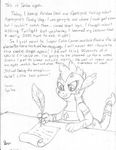  band-aid bandage dennis_carrigan dragon english_text feather friendship_is_magic hasbro letter male my_little_pony quill scalie solo spike_(mlp) text wall_of_text wounded writing 