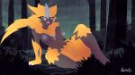 absurd_res anthro blue_eyes blush claws felid female fur generation_7_pokemon genitals hi_res irgramfotz irgramfox legendary_pokemon mammal nintendo pokemon pokemon_(species) solo yellow_body yellow_fur zeraora