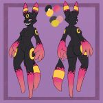 anthro black_body black_fur black_tail breasts eeveelution featureless_breasts featureless_crotch female fur generation_2_pokemon hi_res hybrid markings mega_banette mega_evolution multicolored_body multicolored_ears multicolored_fur multicolored_tail nintendo penelope_knights(ashe_infinity) pink_arms pink_body pink_ears pink_eyes pink_fur pink_legs pink_tail pokemon pokemon_(species) queenrupti ring_(marking) smile solo tail umbreon yellow_body yellow_ears yellow_fur yellow_tail