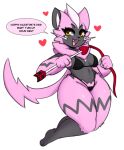 &lt;3 2024 absurd_res anthro arrow_(weapon) bikini black_bikini black_clothing black_swimwear bow_(weapon) breasts clothing dialogue eyelashes feet female generation_7_pokemon grey_body hi_res holidays i_am_kat95 legendary_pokemon looking_at_viewer medium_breasts neck_tuft nintendo open_mouth open_smile pink_body pokemon pokemon_(species) ranged_weapon smile solo swimwear thick_thighs tuft valentine&#039;s_day weapon yellow_eyes zeraora