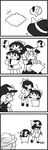  2girls 4koma ? comic greyscale hakurei_reimu kirisame_marisa monochrome multiple_girls pugyuru silent_comic touhou yukkuri_shiteitte_ne zattsu_(omega3390) 