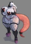 absurd_res american_opossum anthro areola big_breasts big_tail black_lipstick breasts camel_toe clothed clothing female fishnet_thigh_highs footwear fur goth goth_girl_(dj50) grey_body grey_fur hair hair_over_eyes hairless_tail hi_res high_heels huge_breasts huge_tail huge_thighs hyper hyper_breasts lipstick makeup mammal marsupial panties pasties platform_footwear platform_heels s_miles_art solo tail thick_tail thick_thighs topless underwear