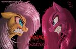  blood blue_eyes challenge_accepted confrontation creepy crying equine evil_grin eye_contact face_to_face female feral fluttershy_(mlp) friendship_is_magic fur gran grimace hair hasbro horse long_hair mammal my_little_pony nightmare_fuel nuttershy pegasus pink_body pink_fur pink_hair pinkamena pinkamena_(mlp) pinkie_pie_(mlp) playful pony poor_yorick rears scary smile snarl snarling tears warm_colors wings yellow_body yellow_fur 
