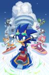  4boys 5girls absurdres amy_rose beak blue_eyes blue_sky cloud digimin fox_boy gloves green_eyes highres hoverboard jet_the_hawk lanolin_the_sheep multiple_boys multiple_girls multiple_tails official_art open_mouth shoes sky smile sonic_(series) sonic_riders sonic_the_hedgehog sonic_the_hedgehog_(idw) storm_the_albatross tail tails_(sonic) tangle_the_lemur two_tails wave_the_swallow whisper_the_wolf white_gloves 