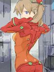  arms_up baariya bodysuit brown_hair drawr evangelion:_2.0_you_can_(not)_advance hair_ornament looking_back multicolored multicolored_bodysuit multicolored_clothes neon_genesis_evangelion orange_bodysuit plugsuit rebuild_of_evangelion red_bodysuit shikinami_asuka_langley solo souryuu_asuka_langley test_plugsuit 