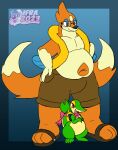 alfredo_the_floatzel_(ifra) basil_the_snivy_(ifra) floatzel generation_4_pokemon generation_5_pokemon hi_res ifra male nintendo pokemon pokemon_(species) size_difference snivy