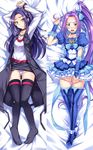  aoi_manabu black_legwear blue_choker blue_footwear blue_legwear blue_skirt boots choker cure_beat dakimakura eyelashes hair_ribbon kurokawa_eren long_hair long_ponytail magical_girl multiple_views panties precure purple_hair ribbon seiren_(suite_precure) skirt suite_precure thigh_boots thighhighs underwear very_long_hair 