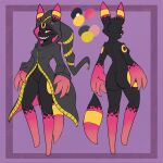 anthro black_body black_clothing black_fur black_tail cloak cloak_only clothing cursed eeveelution featureless_crotch female fur generation_2_pokemon hi_res hybrid markings mega_banette mega_evolution multicolored_body multicolored_ears multicolored_fur multicolored_tail nintendo penelope_knights(ashe_infinity) pink_arms pink_body pink_ears pink_eyes pink_fur pink_legs pink_tail pokemon pokemon_(species) pokemon_clothing queenrupti ring_(marking) smile solo tail umbreon yellow_body yellow_clothing yellow_ears yellow_fur yellow_tail
