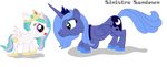  alicorn blue_body blue_eyes blue_hair blush cool_colors crouching crown cub cutie_mark devious duo equine female feral foal friendship_is_magic glare green_hair hair hasbro horn mammal multi-colored_hair my_little_pony pegacorn pink_hair plain_background princess princess_celestia_(mlp) princess_luna_(mlp) purple_eyes purple_hair royalty sibling sinistra-sundown sisters stare transparent_background white_body winged_unicorn wings young 