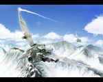  day flying letterboxed m_spark mecha mountain no_humans realistic storm_sworder zoids 