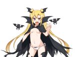  1girl :d aged_up areola_slip bat_(animal) bat_wings black_cloak black_thighhighs blush bmp-to-png_conversion breasts cloak cowboy_shot fangs game_cg hair_between_eyes hand_up head_wings jingai_modoki large_breasts long_hair looking_at_viewer mon-musu_quest! navel nearly_naked_cloak non-web_source open_mouth panties red_eyes side-tie_panties simple_background slit_pupils smile solo spoilers thighhighs transparent_background twintails underwear v-shaped_eyebrows v-shaped_eyes vampire vanilla_(mon-musu_quest!) very_long_hair white_panties wings 