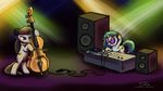  bow bow_(stringed_instrument) cello cutie_mark dj_table equine esuka eyewear female feral friendship_is_magic goggles grey_body hair hasbro headphones horn horse long_hair mammal mixing multi-colored_hair musical_instrument my_little_pony octavia_(mlp) pony purple_eyes record short_hair smile speaker standing stereo sunglasses two_tone_hair unicorn vinyl_scratch_(mlp) white_body 