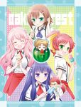  3girls baka_to_test_to_shoukanjuu blush chibi food himeji_mizuki ice_cream kinoshita_hideyoshi kirishima_shouko long_hair multiple_girls pink_hair school_uniform shimada_minami smile 