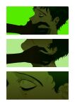  2boys bags_under_eyes black_hair blood commentary covering_another&#039;s_mouth crying english_commentary green_eyes green_theme hand_on_another&#039;s_face highres killing_stalking male_focus multiple_boys naruysae nosebleed oh_sangwoo out_of_frame scared short_hair tears unusually_open_eyes yaoi yoon_bum 