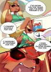 absurd_res angry anthro blush brown_body cinderace dialogue duo english_text female fur generation_4_pokemon generation_8_pokemon hi_res larger_female lopunny nintendo open_mouth pokemon pokemon_(species) pupils sirkerner size_difference speech_bubble text white_body