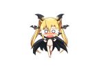  1girl bat_(animal) bat_wings black_cloak blush bmp-to-png_conversion chibi cloak crossed_ankles crying crying_with_eyes_open fangs flying_teardrops full_body game_cg hair_between_eyes hands_up head_wings holding_cloak jingai_modoki long_hair looking_at_viewer mon-musu_quest! navel nearly_naked_cloak non-web_source o_o open_mouth panties simple_background solo standing streaming_tears tears transparent_background twintails underwear vampire vanilla_(mon-musu_quest!) very_long_hair wavy_mouth white_panties wings 