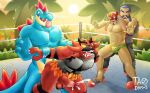 absurd_res anthro feraligatr fighting_ring generation_2_pokemon generation_7_pokemon group hi_res human incineroar male male/male mammal mask nintendo pokemon pokemon_(species) pokemon_professor pokemon_trainer professor_kukui sports_mask sportswear tao_draws wrestler wrestling wrestling_mask