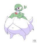 2022 absurd_res artist_logo belly belly_expansion belly_inflation big_belly blush bottomwear cel_shading clothing colored digital_media_(artwork) exclamation_point expansion female food fruit gardevoir generation_3_pokemon green_clothing green_hair hair hand_on_belly hand_on_own_belly hi_res huge_belly humanoid hyper hyper_belly incidental_(artist) inflation inflation_fetish logo looking_at_belly looking_at_own_belly looking_down looking_down_at_self navel nintendo not_furry open_mouth pear pear-shaped_figure pink_tongue plant pokemon pokemon_(species) red_eyes red_mouth serena_(incidental) shaded signature simple_background skirt solo thick_thighs tongue white_background white_body white_bottomwear white_clothing white_skirt wide_hips