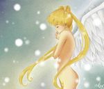  1girl angel bishoujo_senshi_sailor_moon blonde_hair nipless nude solo tsukino_usagi twintails usagi wings 