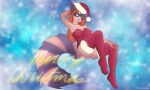 anthro big_(disambiguation) bra breasts butt christmas christmas_clothing christmas_headwear clothing cthuwulhu female fluffy fur hair hat headgear headwear holidays invalid_tag leggings legs legwear malisha mammal merry nipples procyonid raccoon santa_hat snow snowy_(disambiguation) solo stockings tail thick thick_thighs thighs underwear