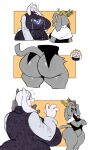 anthro antlers big_breasts blush bottom_heavy bottomless bovid breasts butt caprine clothed clothing crossed_arms crossover curvy_figure duo female fully_clothed fur glistening glistening_butt goat grey_body grey_fur hair hi_res horn huge_breasts hybrid jackalope lagomorph mammal mature_female partially_clothed pear-shaped_figure pseudoregalia robe sssonic2 sybil_(pseudoregalia) thick_thighs toriel undertale_(series) voluptuous_anthro voluptuous_female white_hair wide_hips