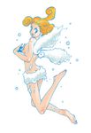  ahoge back barefoot breasts bubble connie_(ponkickies) covering covering_breasts curly_hair from_behind hirake!_ponkikki huge_ahoge looking_back medium_breasts open_mouth orange_hair shiina_takashi sideboob smile soap solo wings 