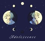  absurdres adolescence_(vocaloid) adolescent_knight_(module) adolescent_princess_(module) aqua_eyes back-to-back bare_shoulders blonde_hair camisole cel_shading collarbone collared_shirt crescent_moon eyelashes floating_hair frilled_camisole frills full_moon gibbous_moon half_moon highres kagamine_len kagamine_rin moon moon_phases necktie new_moon parted_lips portrait profile project_diva_(series) serious shirt short_hair shubook_vse sky sleeveless_blazer spaghetti_strap star_(sky) starry_sky swept_bangs vocaloid white_camisole white_shirt wind yellow_necktie 