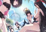  &lt;|&gt;_&lt;|&gt; 6+girls bikini black_bikini black_hair black_wings blue_archive blue_sky breasts cloud day ddangbi halo hasumi_(blue_archive) highres ichika_(blue_archive) justice_task_force_(blue_archive) justice_task_force_member_(blue_archive) koharu_(blue_archive) large_breasts long_hair looking_at_viewer mashiro_(blue_archive) multiple_girls open_mouth outdoors pink_hair red_halo sitting sky small_breasts smile sun swimsuit tsurugi_(blue_archive) water wings 