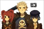  atlus blush earrings fukushima hat jacket jewelry kujikawa_rise persona persona_4 pixiv_thumbnail pout red_hair redhead resized school_uniform shirogane_naoto skull tatsumi_kanji twintails 