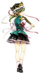  absurdres back bad_id bad_pixiv_id blue_eyes from_behind full_body green_hair hat highres legs looking_back nayuko ribbon rod_of_remorse shiki_eiki shoes short_hair socks solo standing touhou traditional_media transparent_background watercolor_(medium) 