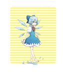  bad_id bad_pixiv_id barefoot cirno feet ice ichiyou solo splashing striped striped_background touhou water wings 