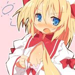  9law blush fang flat_chest oekaki open_clothes open_shirt shirt solo sunny_milk touhou 