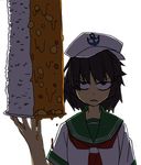  &gt;:( anchor annoyed bad_hands bad_id bad_pixiv_id balancing black_hair curry food frown hat murasa_minamitsu peaked_cap rice sailor short_hair solo touhou v-shaped_eyebrows yaza 