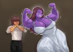 2024 5_fingers anthro belt big_breasts black_hair blush bottomwear breasts cleavage clothed clothing deltarune dinosaur dress dress_shirt duo eyebrows female fingers flexing flexing_bicep flexing_both_biceps freckles fully_clothed hair hair_over_eyes half-closed_eyes hi_res human kris_(deltarune) long_hair looking_at_viewer male mammal muscular muscular_female narrowed_eyes pants reptile scalie sharp_teeth shirt short_hair smile susie_(deltarune) teeth thedarkzircon topwear undertale_(series) wedding_dress white_clothing white_dress