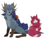  animal animal_focus animalization bad_id bad_lofter_id blue_cape blue_eyes cape cat clothed_animal expressionless facial_mark fudo_yusei grey_fur high_collar highres izayoi_aki jewelry light_smile long_bangs looking_at_viewer multicolored_hair naoki_(2rzmcaizerails6) necklace no_humans parted_bangs pendant purple_fur red_eyes simple_background sitting spiked_hair streaked_hair white_background wolf yu-gi-oh! yu-gi-oh!_5d&#039;s 