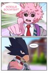 absurd_res animal_head animal_humanoid ashido_mina avian avian_humanoid bird_humanoid clothing comic duo female for_a_head fumikage_tokoyami gesture greatm8sfm hand_gesture hi_res horn horned_humanoid humanoid male my_hero_academia necktie pointing shirt topwear white_clothing white_shirt white_topwear