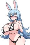 alternate_breast_size alternate_costume alternate_size animal_ears animal_humanoid big_breasts bikini blue_ears blue_hair blue_tail blush blush_lines breasts clothed clothing cowgirl_outfit female glistening glistening_body glistening_breasts glistening_hair glistening_skin hair hi_res humanoid inksgirls inner_ear_fluff lagomorph lagomorph_humanoid leporid leporid_humanoid light-skinned_female light_body light_skin long_hair looking_at_viewer mammal mammal_humanoid pink_eyes rabbit rabbit_ears rabbit_humanoid scut_tail short_tail simple_background solo swimwear tail teeth thick_thighs tuft usako_nano_(nanobites) vtuber white_background