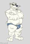 2024 anthro bear belly black_nose bulge clothing club_penguin genericboxhead herbert_p._bear hi_res male mammal overweight overweight_male polar_bear simple_background solo underwear ursine white_body