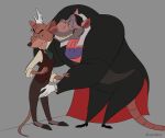  anthro basil_(disney) clothed clothing disney duo frown grey_background grin groping_crotch hi_res interspecies kuruko male male/male mammal mouse murid murine professor_padraic_ratigan_(disney) rat rodent seductive simple_background size_difference smile the_great_mouse_detective 