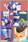 anthro blood bodily_fluids breasts canid canine clothing comic cosplay cyberpunk duo edgerunners exposed_breasts female fox fox_mccloud hi_res krystal_(star_fox) male male/female mammal nintendo nipples nosebleed spandex_clothing spandex_suit star_fox sunzopunzo torn_clothing