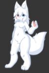  anthro big_breasts blue_and_white breasts butt canid canine canxue canxue_(character) digital_media_(artwork) featureless_breasts featureless_crotch female fingers fox fur hair heterochromia hi_res huge_breasts kemono long_hair looking_at_viewer mammal monochrome nude portrait simple_background smile solo tail text tongue 