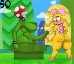 anthro big_breasts big_butt blush bodily_fluids breasts butt elemental_creature erection female flora_fauna genital_fluids genitals hi_res intersex intersex/female koopaling mario_bros nintendo penis pipe piranha_plant plant precum souley69 surprise surprised_expression teaser thick_thighs wendy_o._koopa