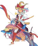  1girl alternate_costume alternate_hair_color armor arrow_(projectile) barefoot blonde_hair blush bow bow_(weapon) commentary_request cookie_(touhou) detached_pants detached_sleeves dolphin dress frilled_hair_tubes frills full_body grey_hair hair_tubes hakurei_reimu hat hat_bow highres holding holding_bow_(weapon) holding_weapon japanese_armor kairu_the_dolphin kote looking_at_viewer looking_to_the_side medium_bangs microsoft_office muneate open_mouth pants quiver red_armor red_bow red_dress reins riding saddle sananana_(cookie) shin_guards short_hair simple_background sleeveless sleeveless_dress smile solo tihami touhou weapon white_background white_pants white_sleeves yellow_eyes yellow_hat 