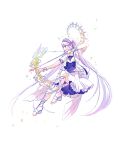  1girl armlet arrow_(projectile) artist_request black_bow bow bow_(weapon) dress dress_bow euryale_(fate) fate/grand_order fate_(series) hairband halo headdress highres holding holding_arrow holding_bow_(weapon) holding_weapon lolita_hairband long_hair petite purple_eyes purple_hair ribbon-trimmed_hairband sidelocks simple_background sleeveless solo sparkle twintails very_long_hair weapon white_background white_bow white_dress white_footwear 