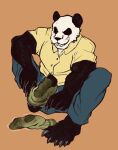  bear beastars feet foot_fetish giant_panda gouhin_(beastars) hi_res humanoid jozzu male male/male mammal sock_transformation solo 
