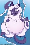  1_horn 2020 absol anus belly big_belly blep claws eyebrows female feral forehead_gem fuf gem generation_3_pokemon genitals half-closed_eyes head_tuft heart_symbol hi_res high-angle_view horn lying narrowed_eyes neck_tuft nintendo on_back pokemon pokemon_(species) pregnant pregnant_female pregnant_feral pussy quadruped snaggle_tooth solo tongue tongue_out tuft white_body 