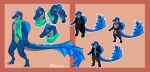  absurd_res anthro barstec cerulean_(ceruleandrake) clothing dinosaur eyewear glasses hi_res male model_sheet reptile scalie scarf solo spinosaurid spinosaurus theropod 